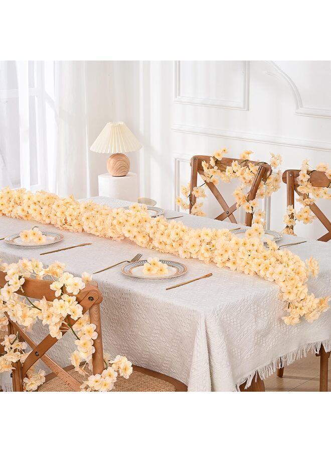 4PCS Cherry Blossom Garland Cherry Blossom Hanging Vine Silk Cherry Blossom Vine Garland for Wedding Party Decoration (Champagne) - Image 4
